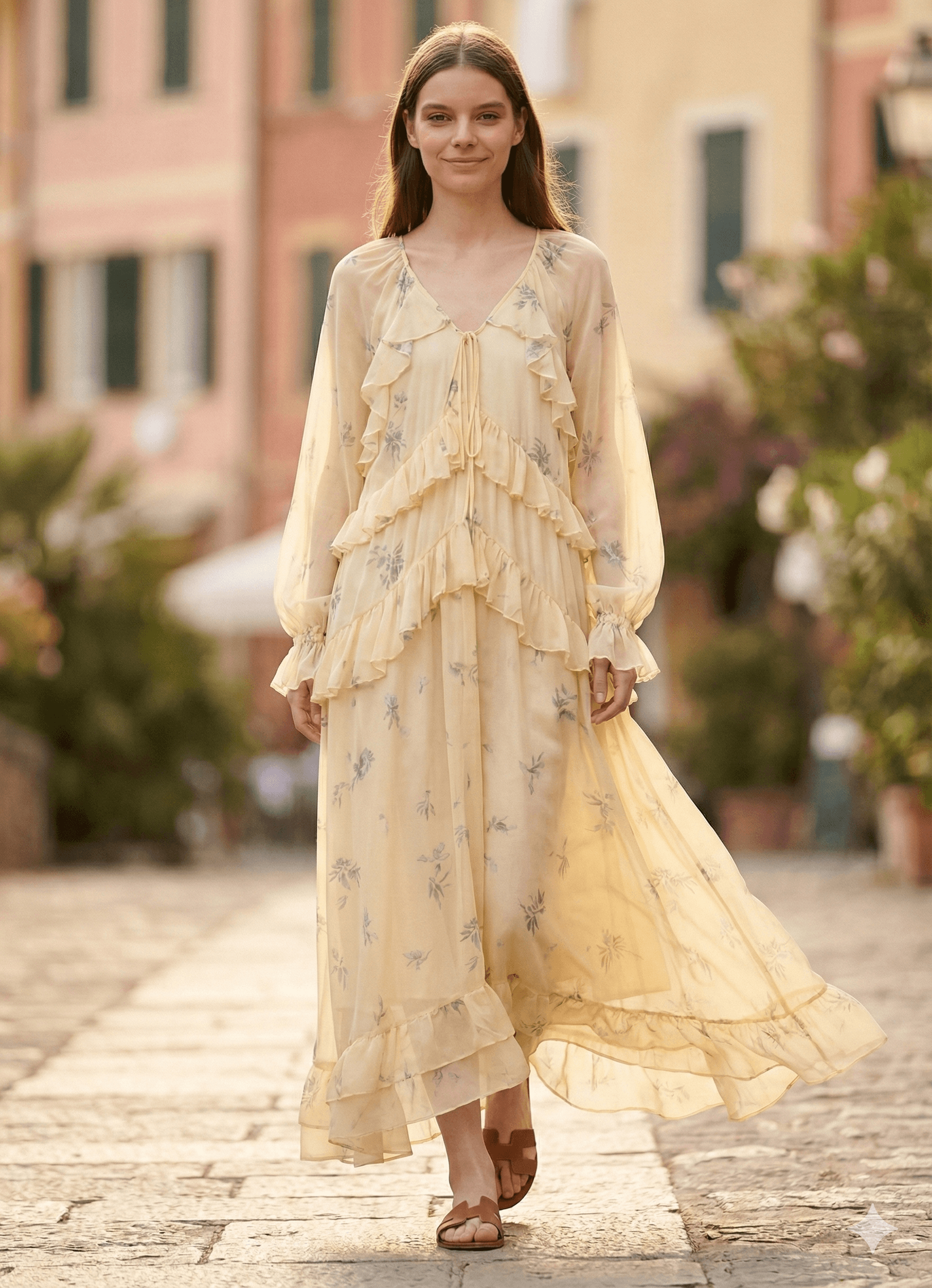 Robe Longue à Volants en Cascade Tsniout - image 1