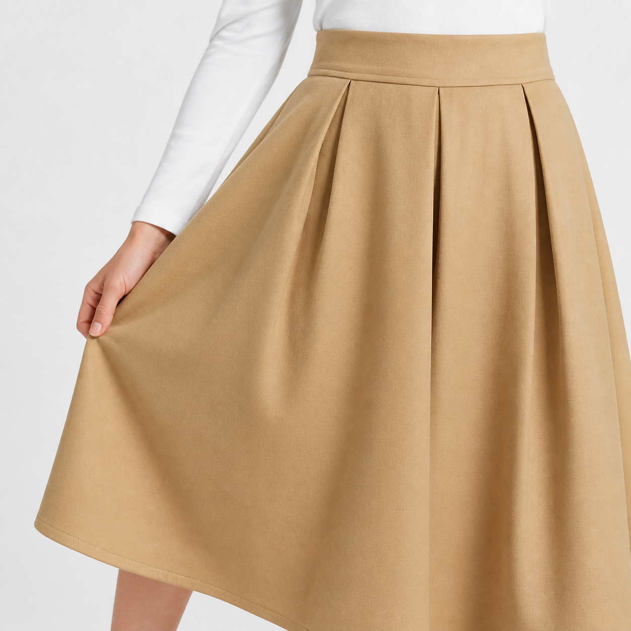 Jupe midi camel plissée Tsniout – 04 zoom produit