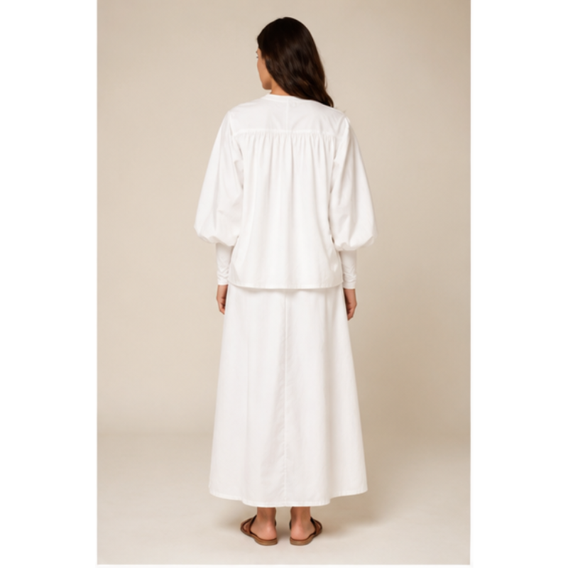 Top blanc bouffant à encolure fermée Tsniout – vue 2