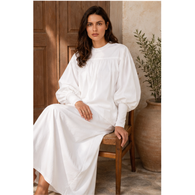 Top blanc bouffant à encolure fermée Tsniout – vue 5