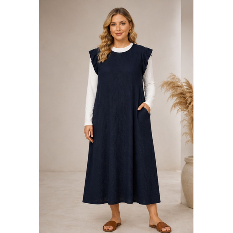 Robe longue marine à coupe fluide Tsniout – vue 1