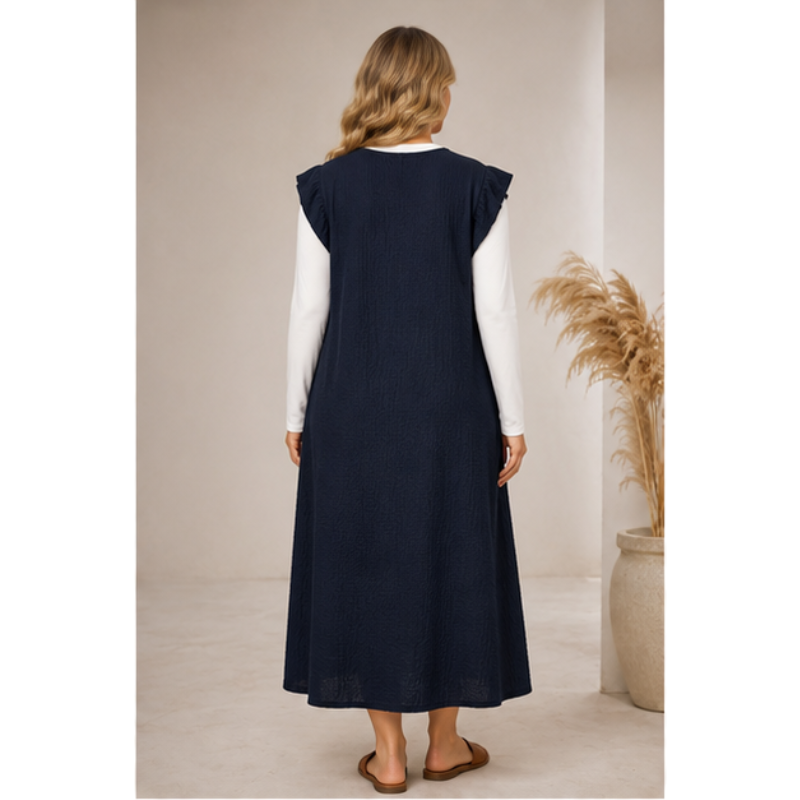 Robe longue marine à coupe fluide Tsniout – vue 2
