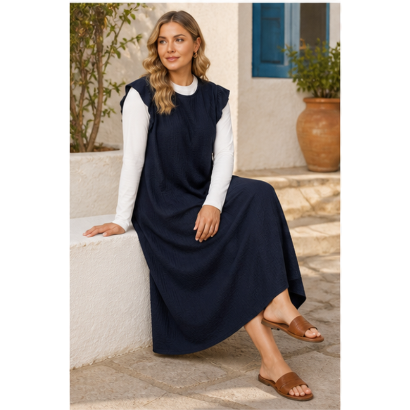 Robe longue marine à coupe fluide Tsniout – vue 5