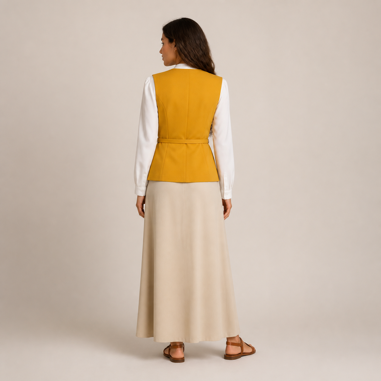 Gilet jaune structuré ceinturé – vue 2