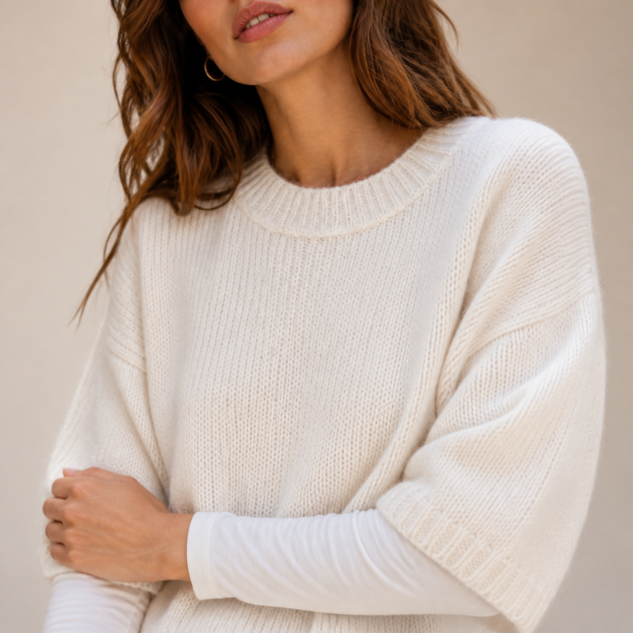 Pull écru en maille bébé alpaga – vue 4