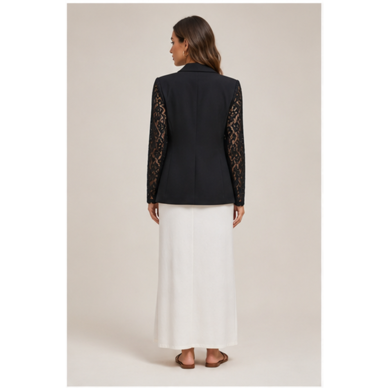 Blazer noir à manches dentelle Tsniout – 02 dos studio