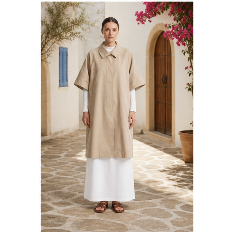 Trench-cape beige oversize Tsniout – vue 3