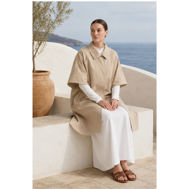 Trench-cape beige oversize Tsniout – vue 5