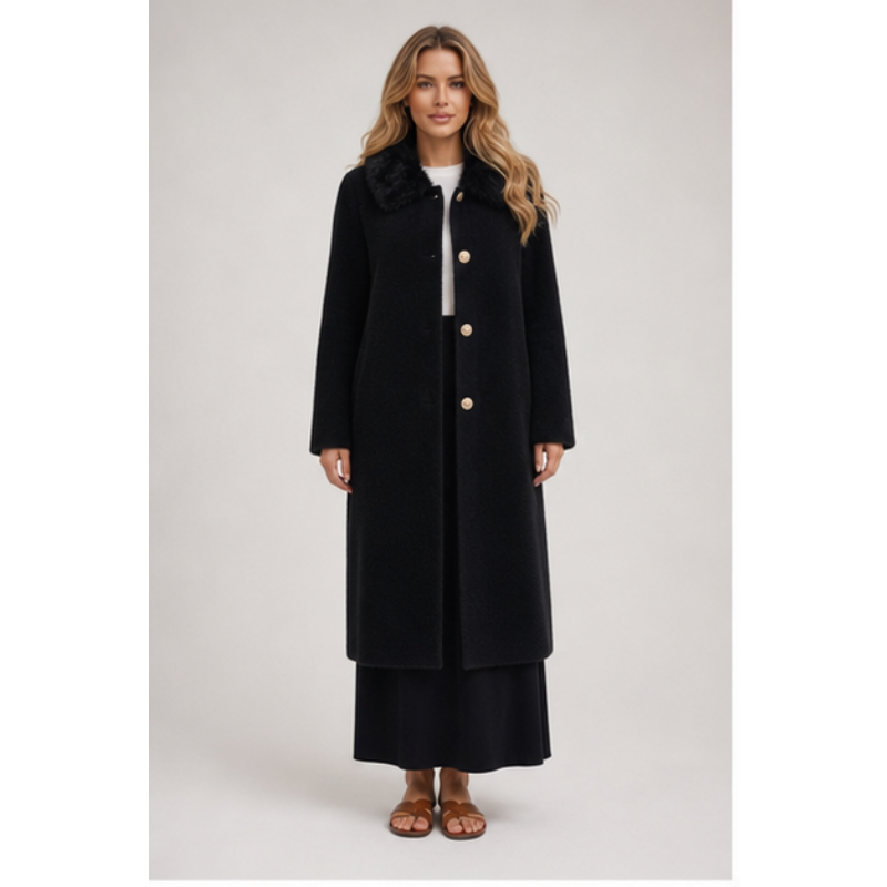 Manteau long fausse fourrure Tsniout – 01 face studio