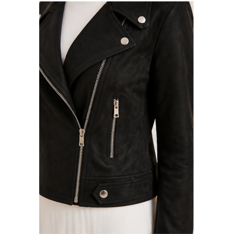 Veste biker noire en suédine Tsniout – 04 zoom produit