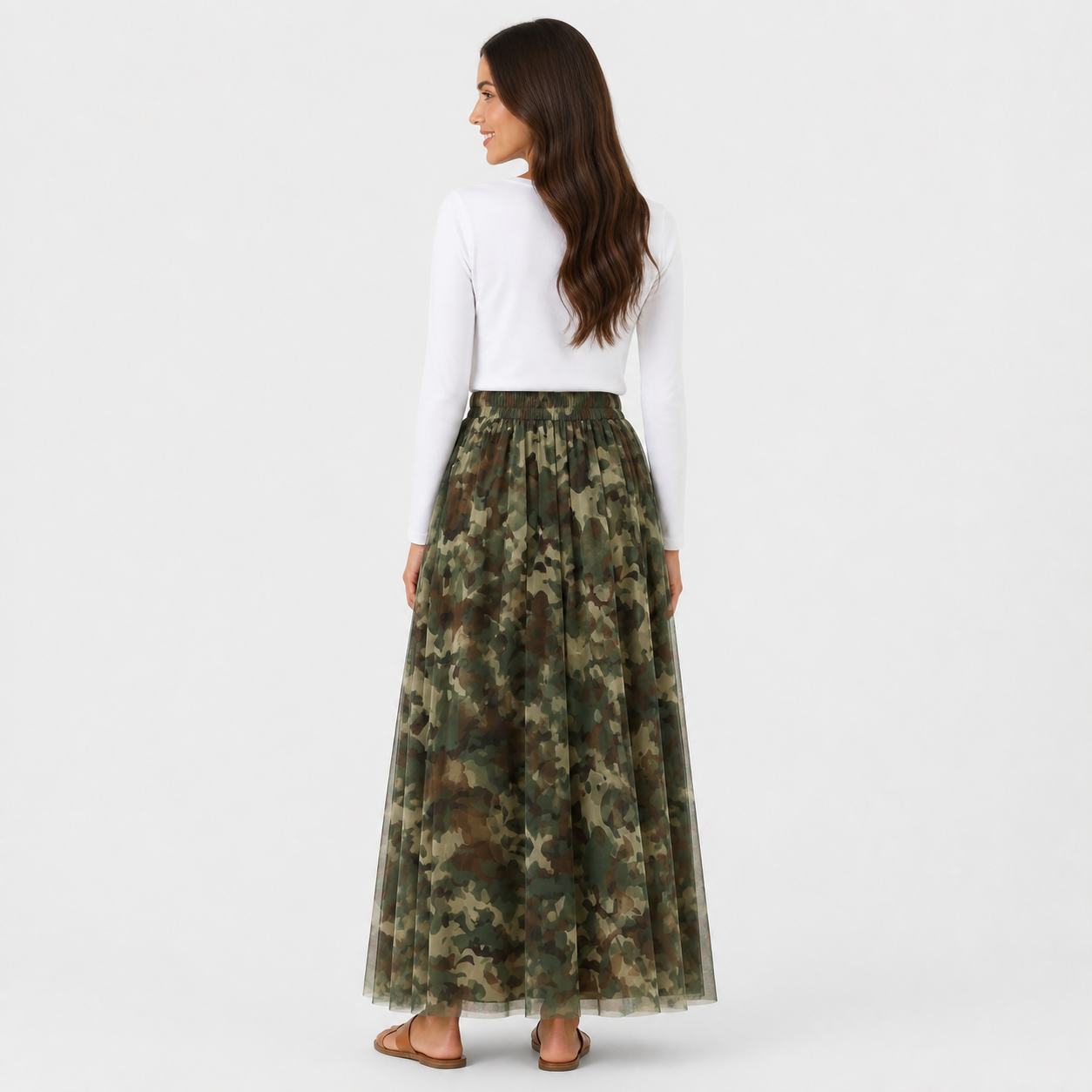Jupe longue tulle camouflage militaire Tsniout – 02 dos studio