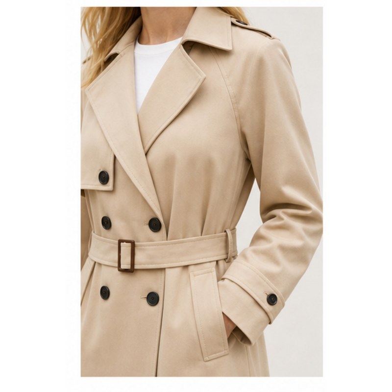 Trench long camel ceinturé Tsniout – 04 zoom produit