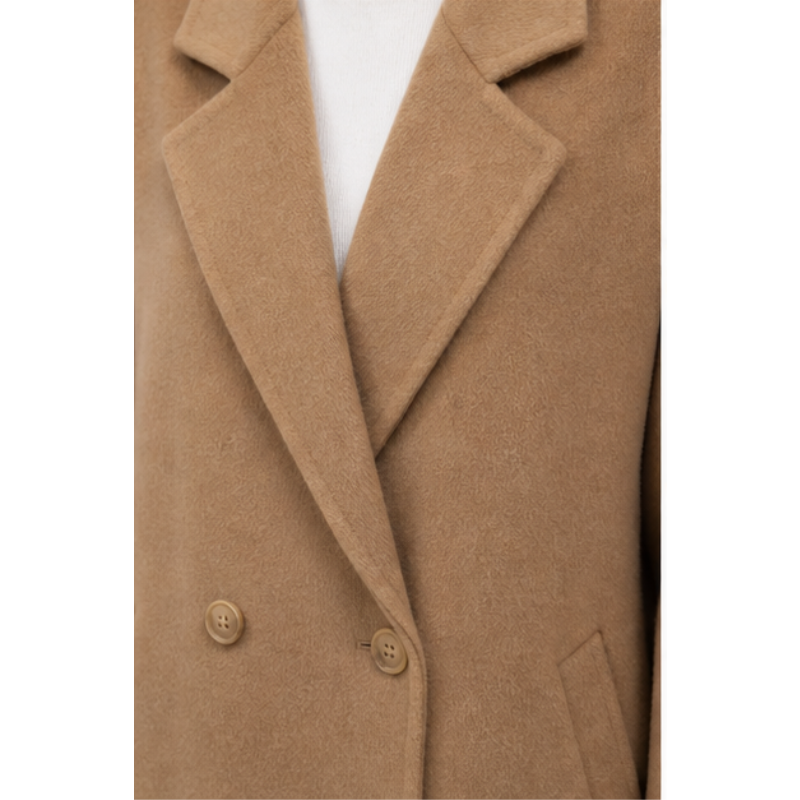Manteau long camel en laine fait main Tsniout – 04 zoom produit