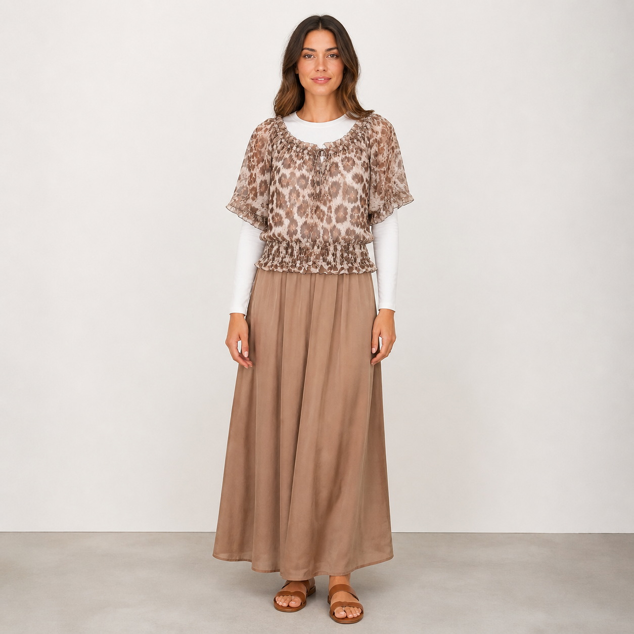 Blouse beige imprimé léopard – vue 1