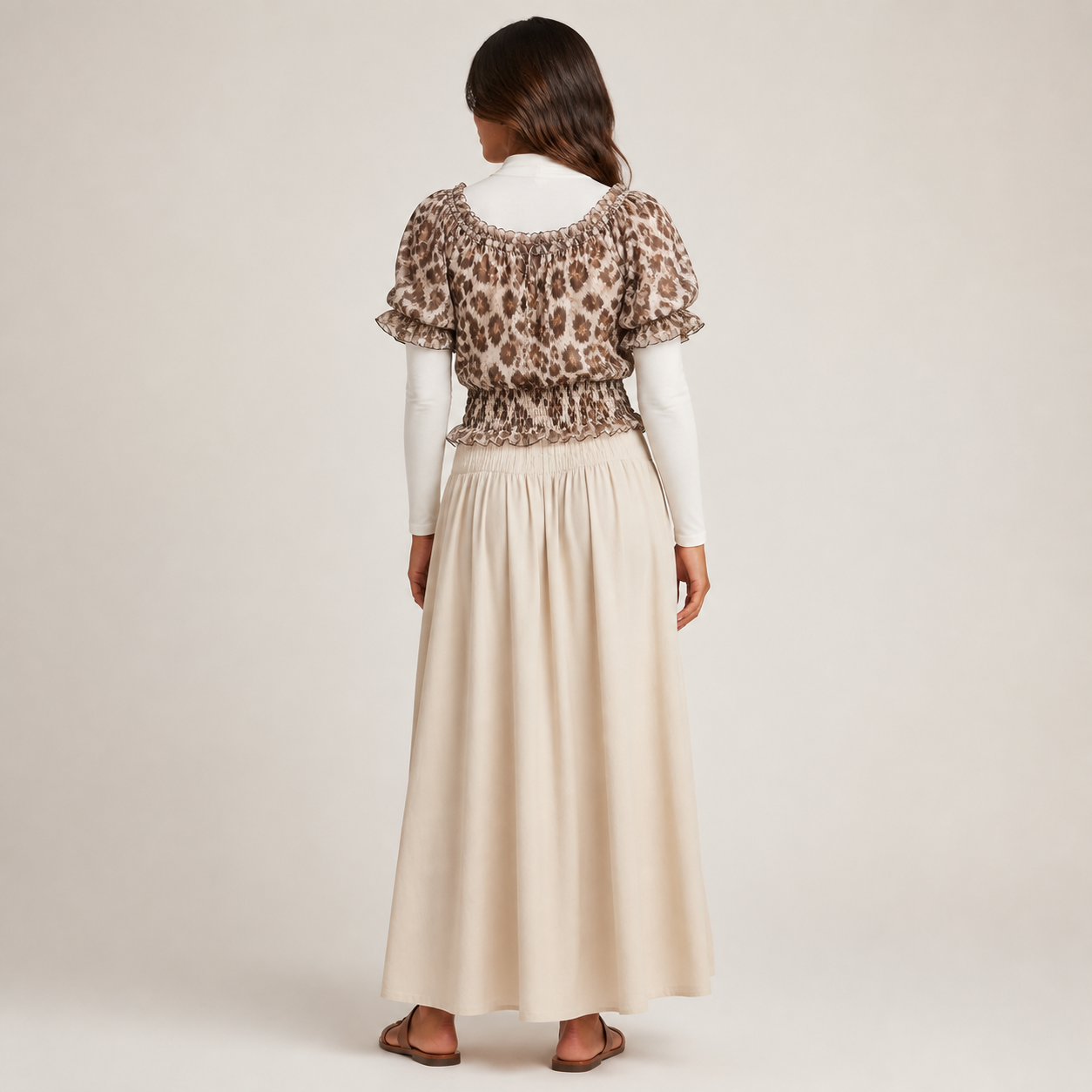 Blouse beige imprimé léopard – vue 2