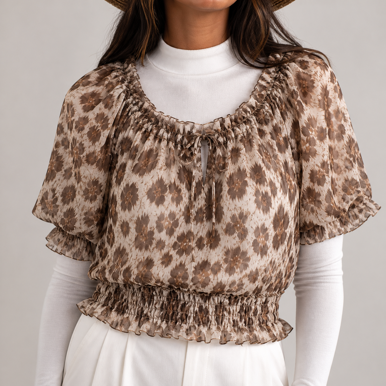 Blouse beige imprimé léopard – vue 4