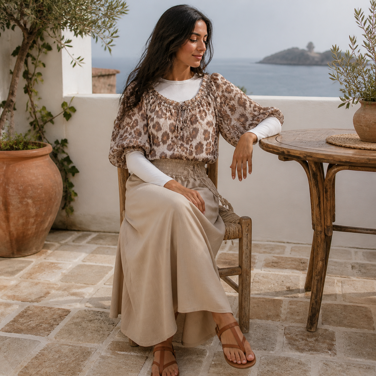 Blouse beige imprimé léopard – vue 5