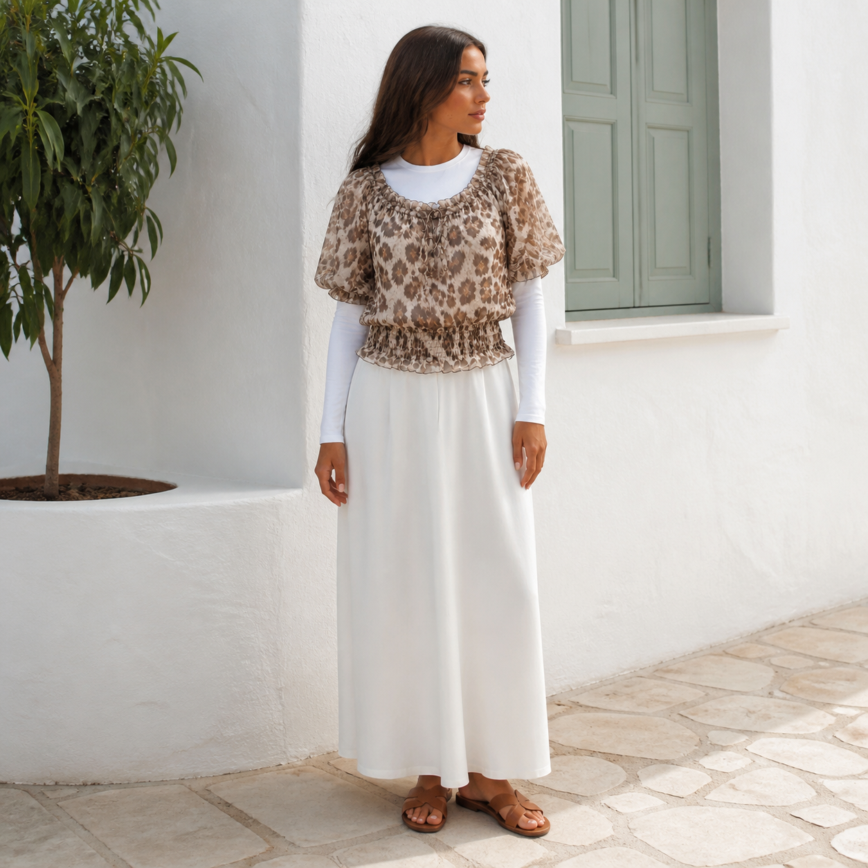 Blouse beige imprimé léopard – vue 6