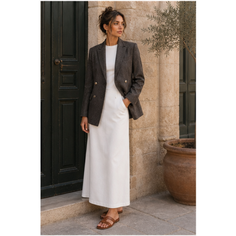 Blazer gris structuré Tsniout – 03 profil marche