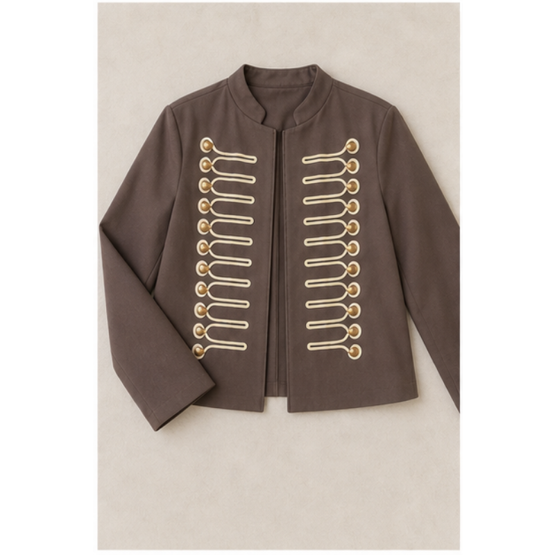 Veste officier brun foncé à galons dorés Tsniout – 04 zoom produit