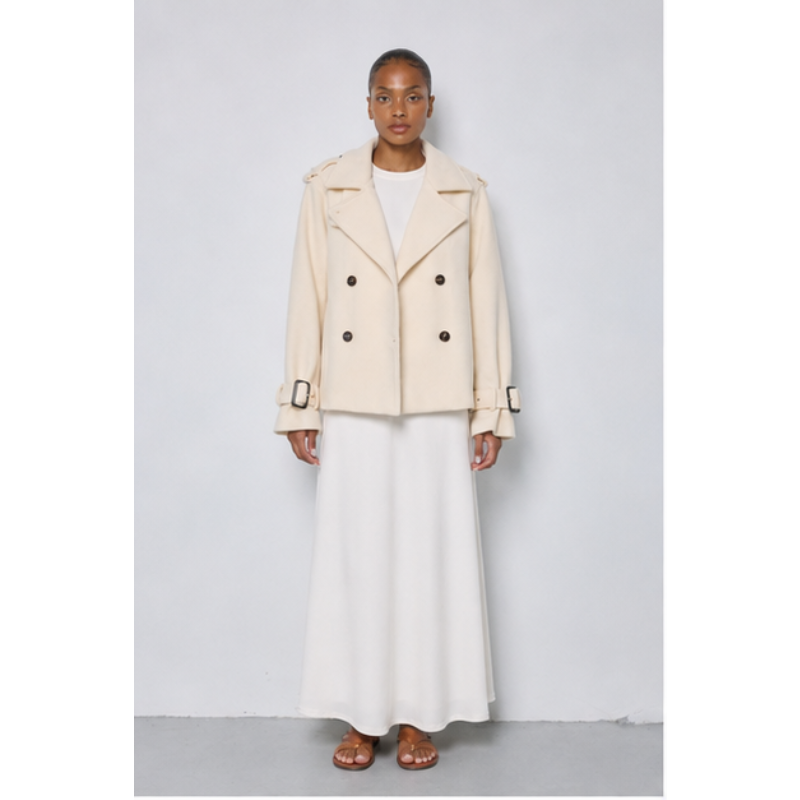Veste courte ivoire double boutonnage Tsniout – 01 face studio