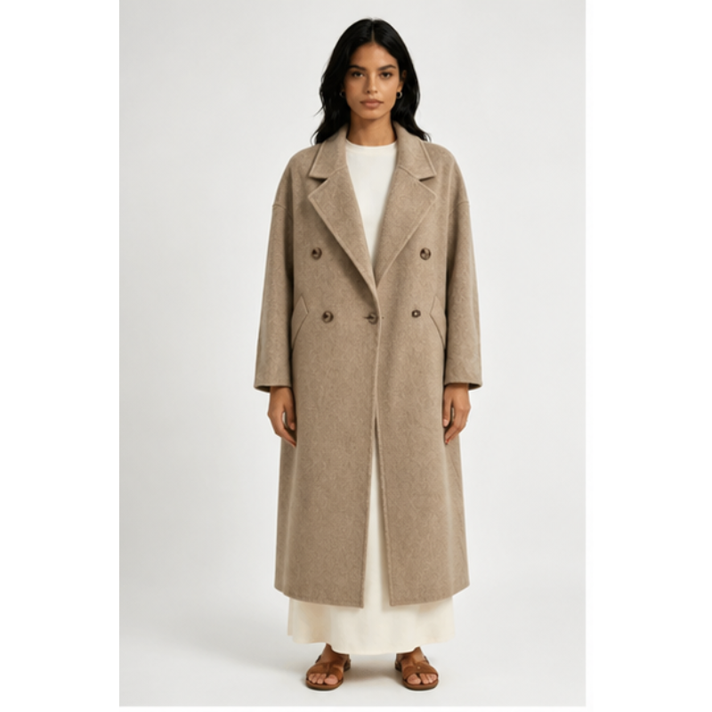 Manteau long taupe oversize Tsniout – 01 face studio