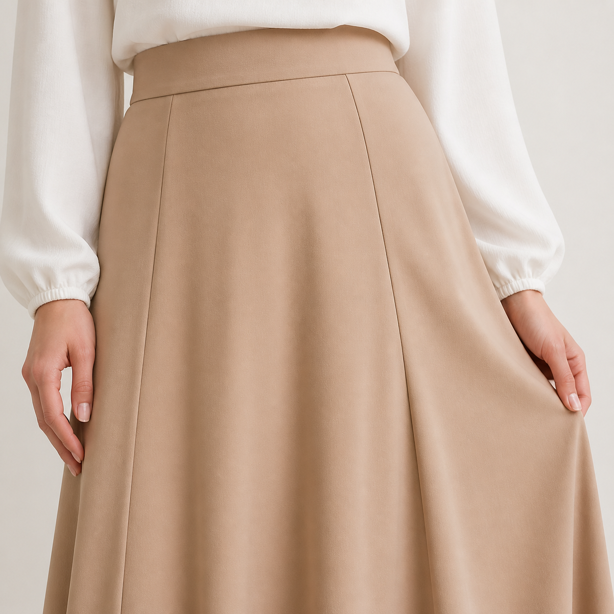 Jupe longue beige fluide – vue 4