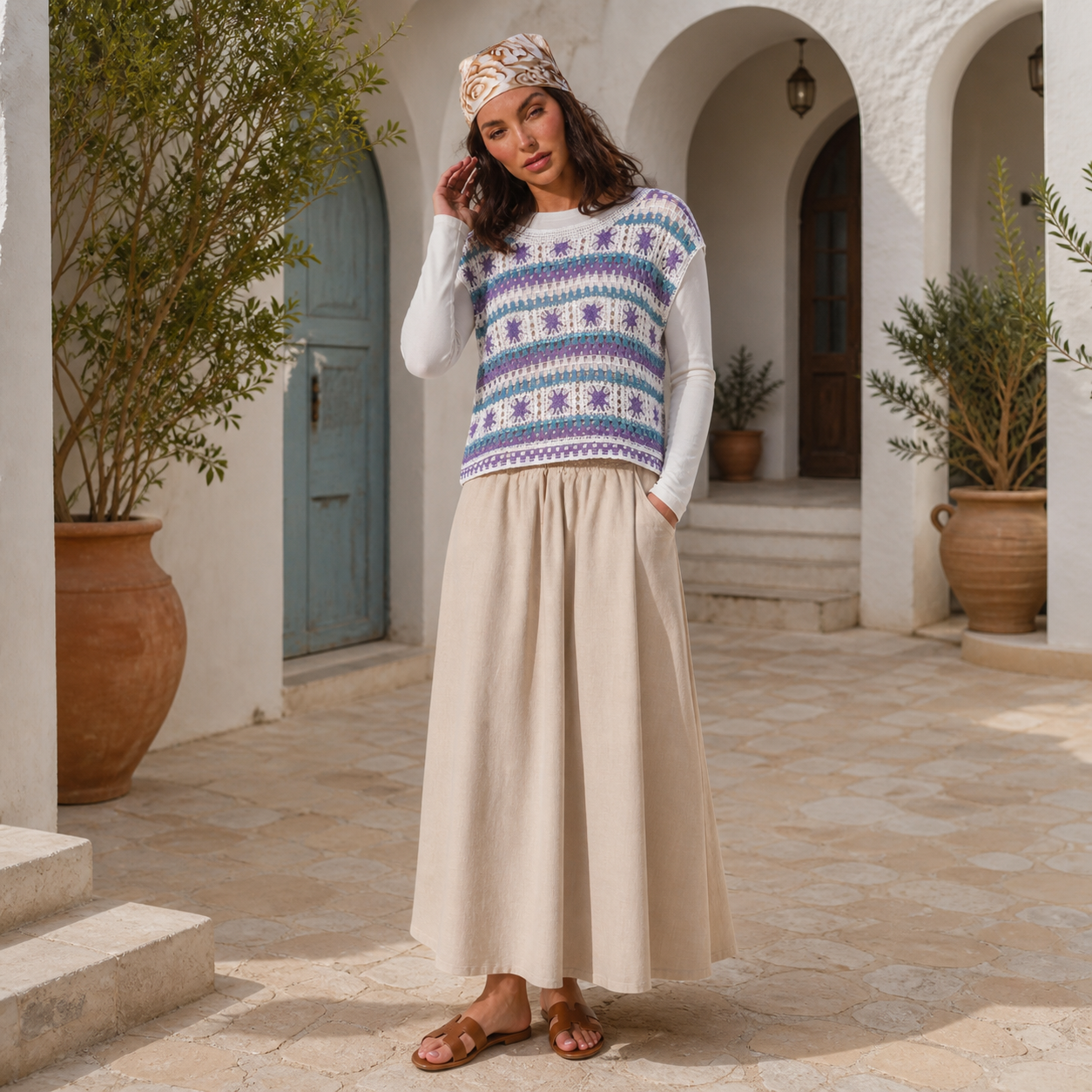 Top violet en crochet géométrique – vue 6