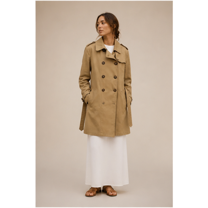 Trench fluide beige HY8810 Tsniout – 01 face studio