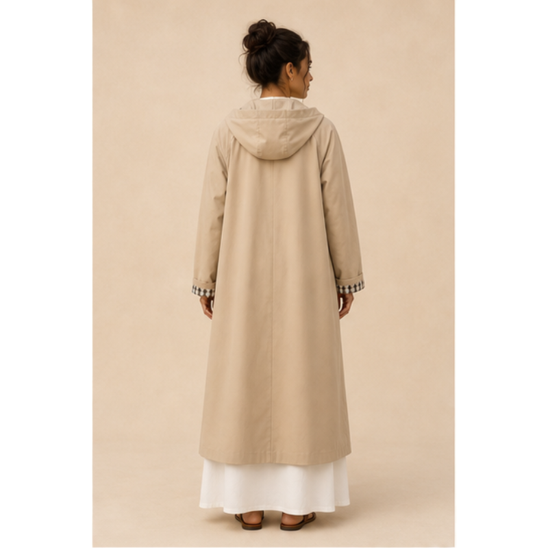 Trench long beige à capuche amovible Tsniout – vue 2