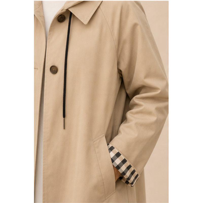 Trench long beige à capuche amovible Tsniout – vue 4
