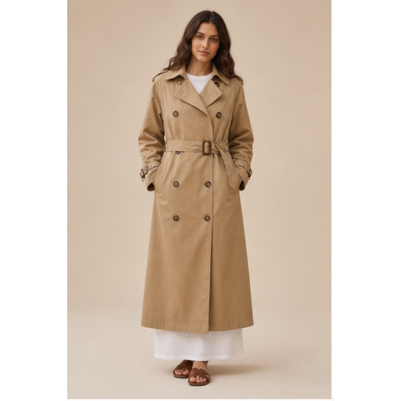 Trench long beige ceinturé Tsniout – vue 1