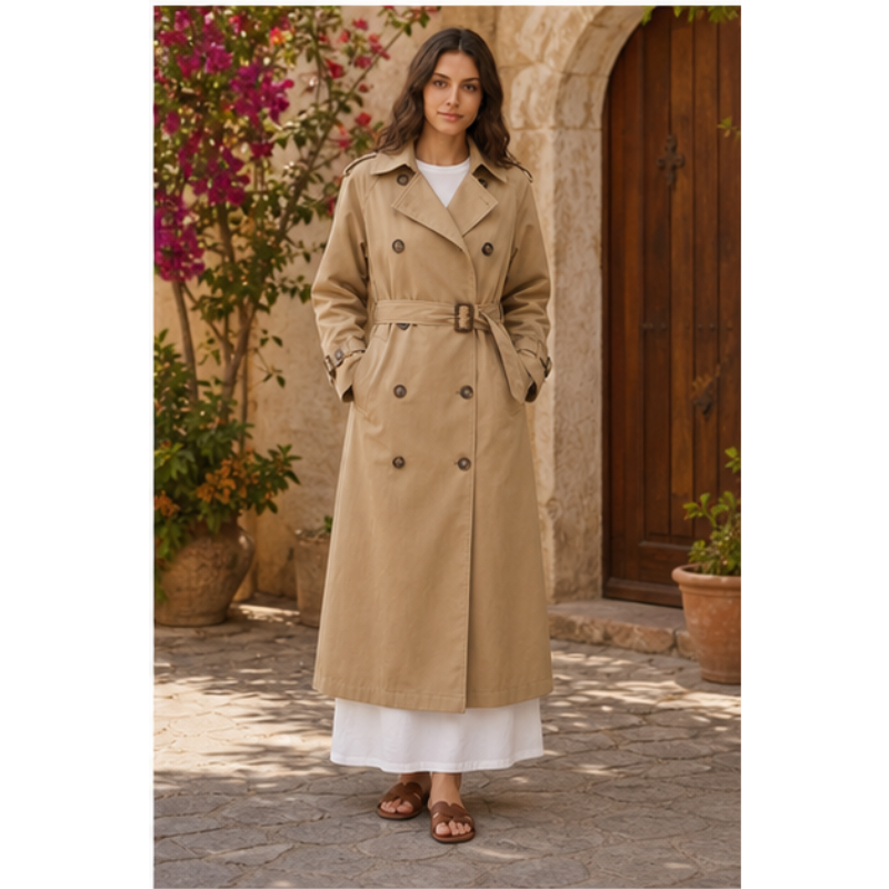 Trench long beige ceinturé Tsniout – vue 3