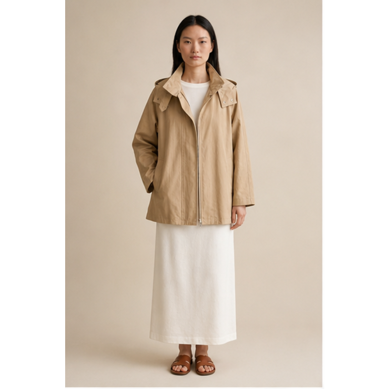 Trench court beige à capuche Tsniout – vue 1