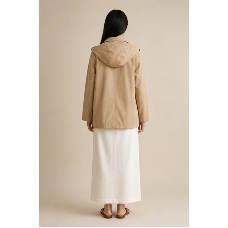 Trench court beige à capuche Tsniout – vue 2