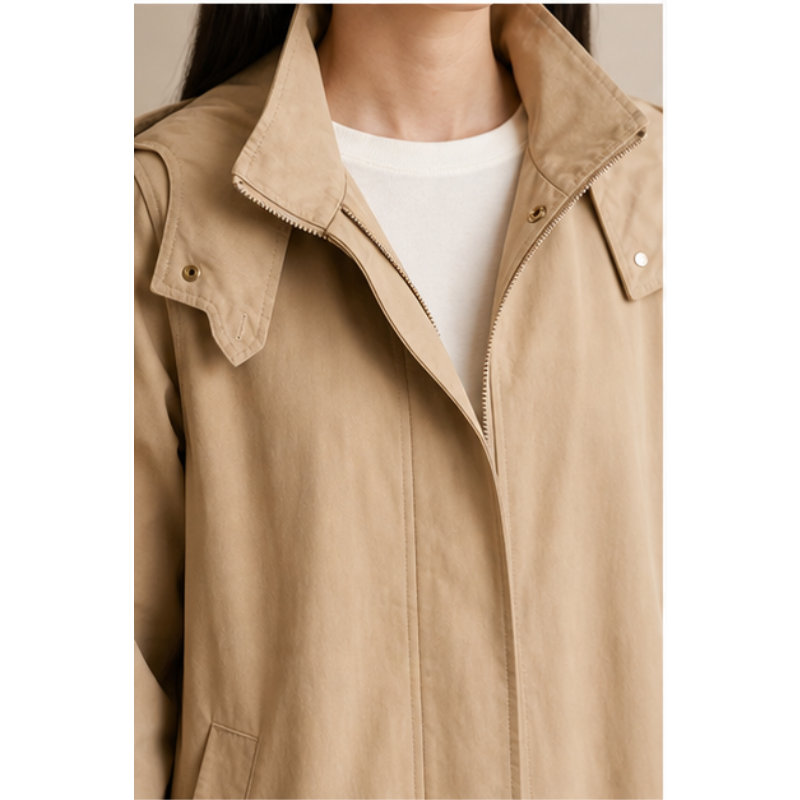Trench court beige à capuche Tsniout – vue 4