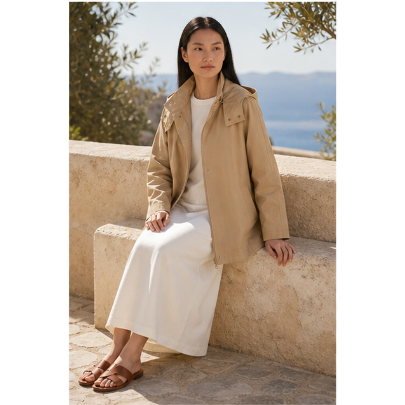 Trench court beige à capuche Tsniout – vue 5