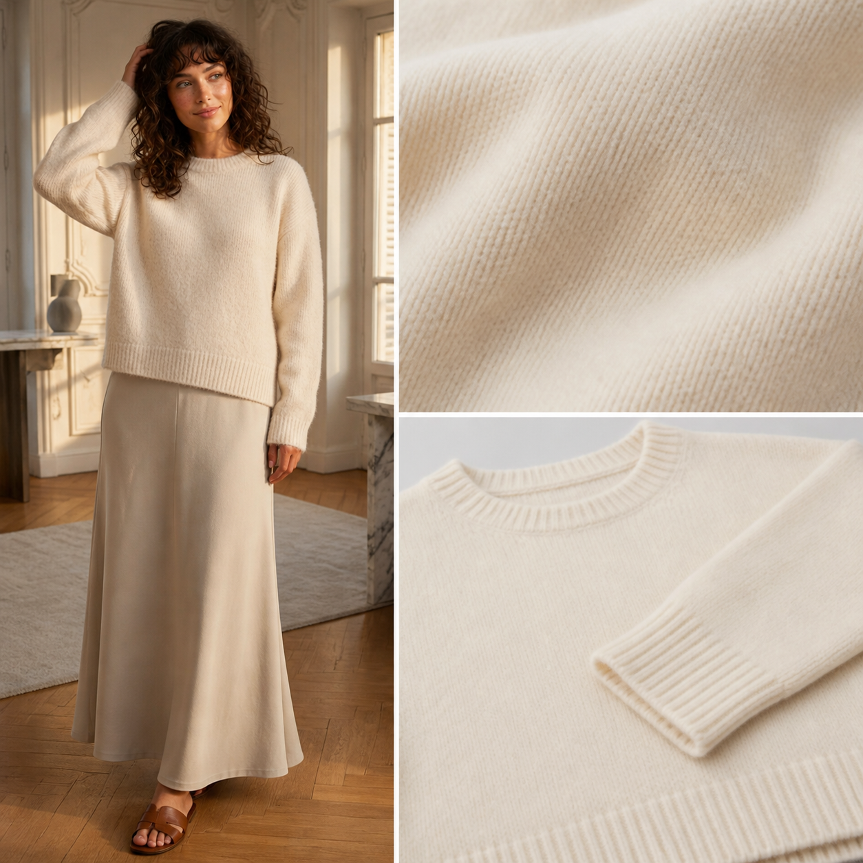 Pull écru en maille douce – vue 4