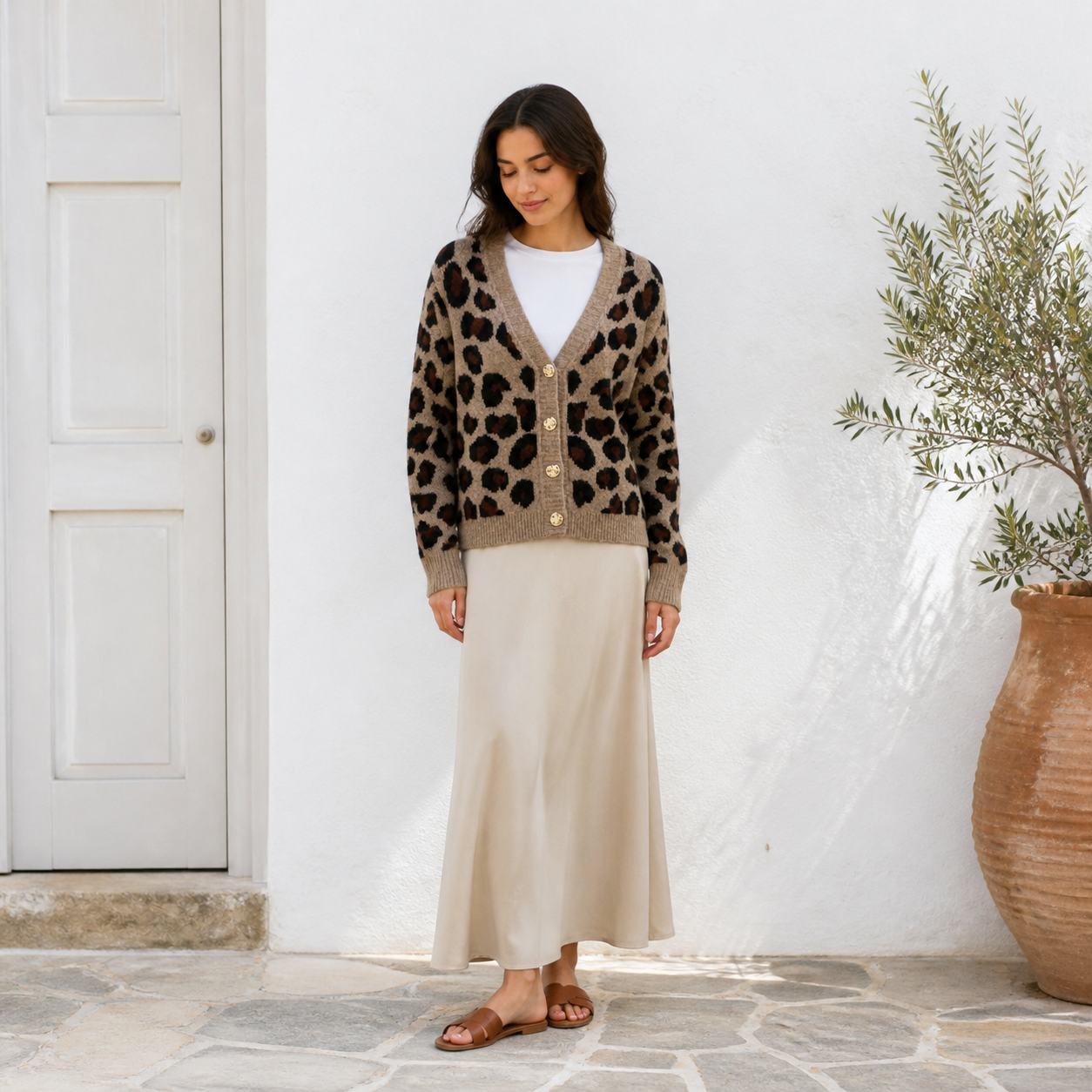 Cardigan léopard à boutons dorés – vue 6