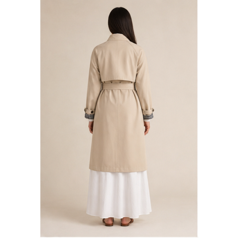 Trench mi-long beige ceinturé Tsniout – vue 2
