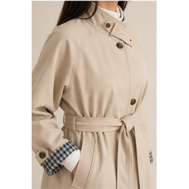 Trench mi-long beige ceinturé Tsniout – vue 4