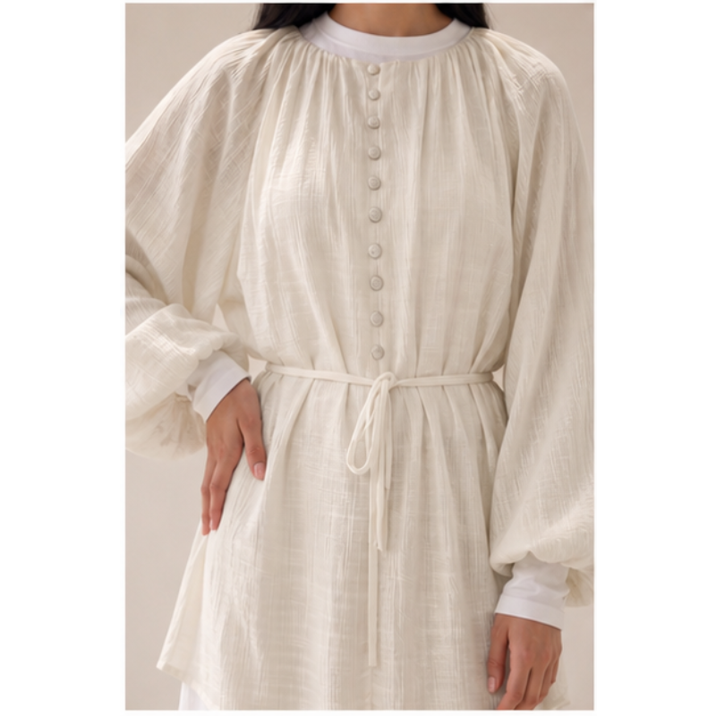 Tunique beige Haut Nour à manches bouffantes Tsniout – vue 4