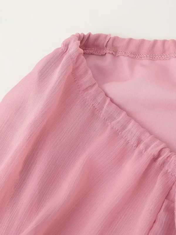 Robe longue en mousseline de soie rose Tsniout – Image 3