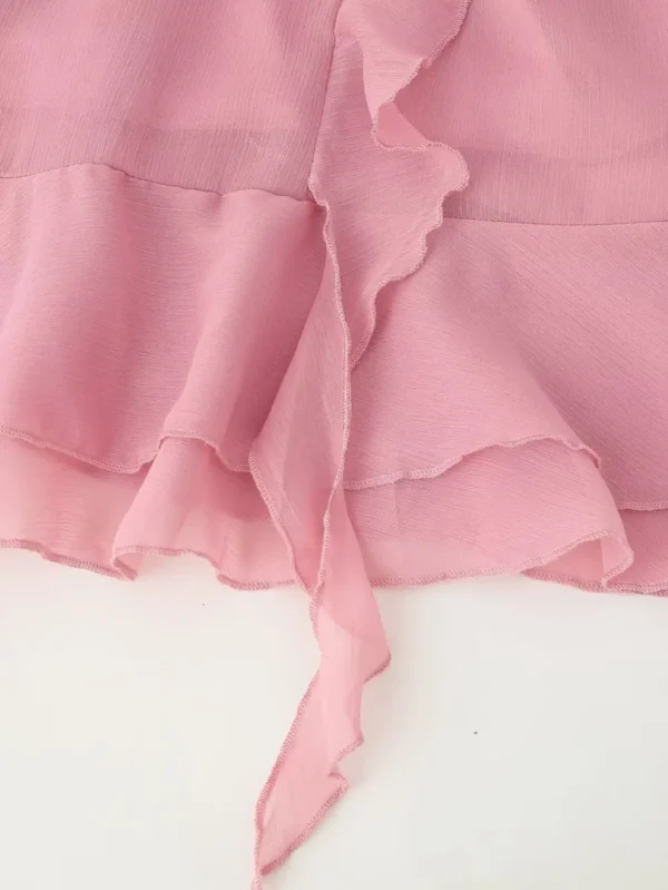 Robe longue en mousseline de soie rose Tsniout – Image 6
