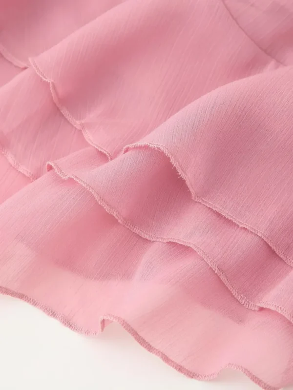 Robe longue en mousseline de soie rose Tsniout – Image 7