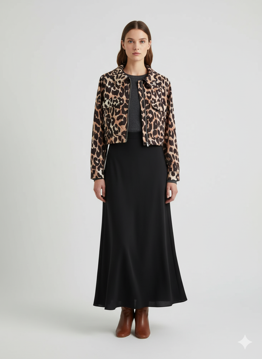 Veste zippée à imprimé léopard