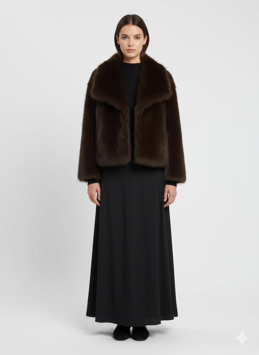 Veste en fausse fourrure marron
